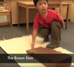 Brown Stair Montessori Program Sensory Activity