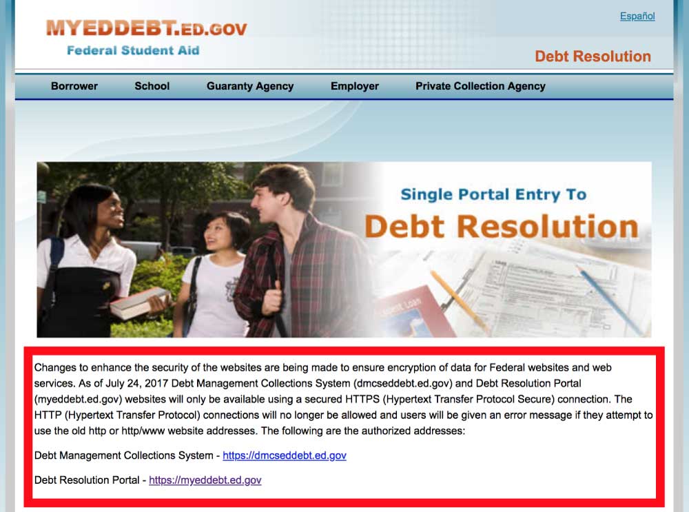 MyEdDebt.gov Defaulted Student Loan Portal
