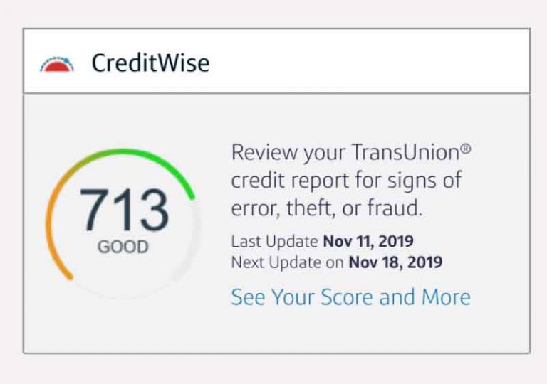 CapitalOne Creditwise Free VantageScore Credit Report from TransUnion
